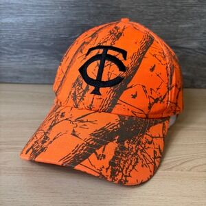 Minnesota Twins Hat Strap Back Orange Black Blaze Hunting Camo MLB Baseball